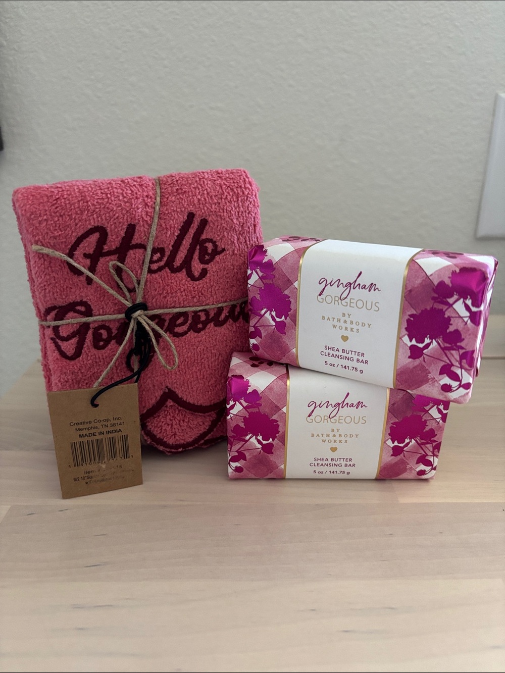 Gorgeous bundle- S/2 Bath & Body Works Gingham Gorgeous Soap & washcloth set